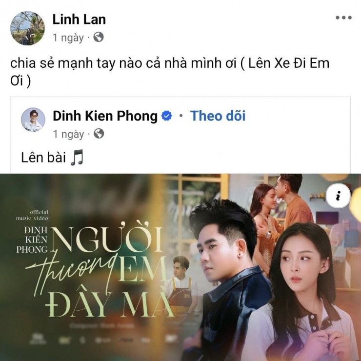 Bài đăng hiếm hoi của Linh Lan liên quan đến chồng hiện tại.