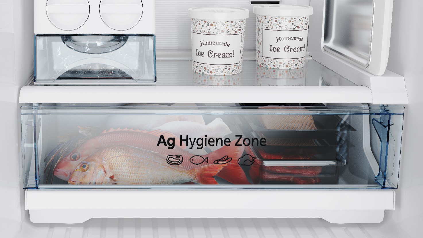 Ngăn trữ đông Ag Hygiene Zone kháng khuẩn, ngăn mùi hiệu quả