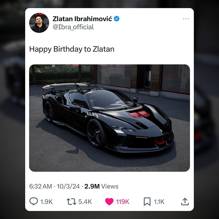 Zlatan Ibrahimovic tự thưởng cho bản thân siêu xe Ferrari SF90 XX Spider - 1