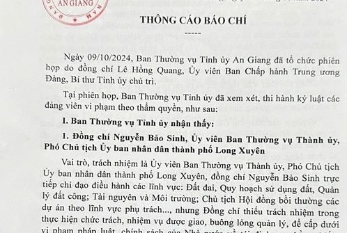 Thông cáo báo chí của Tỉnh ủy An Giang