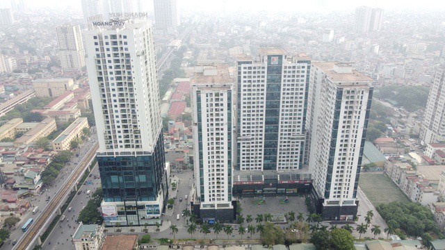 Toàn cảnh khu đất số 275 đường Nguyễn Trãi, dự án hiện hữu với 4 tòa căn hộ cao tầng