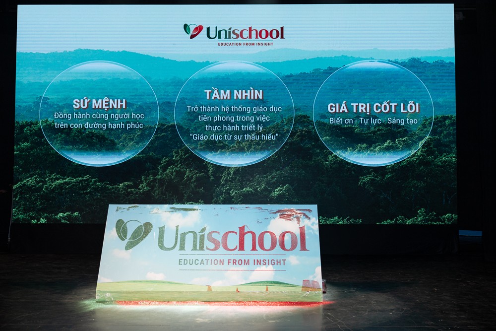 Sứ mệnh, tầm nhìn và giá trị cốt lõi của Unischool được nhấn mạnh trong buổi ra mắt thương hiệu.