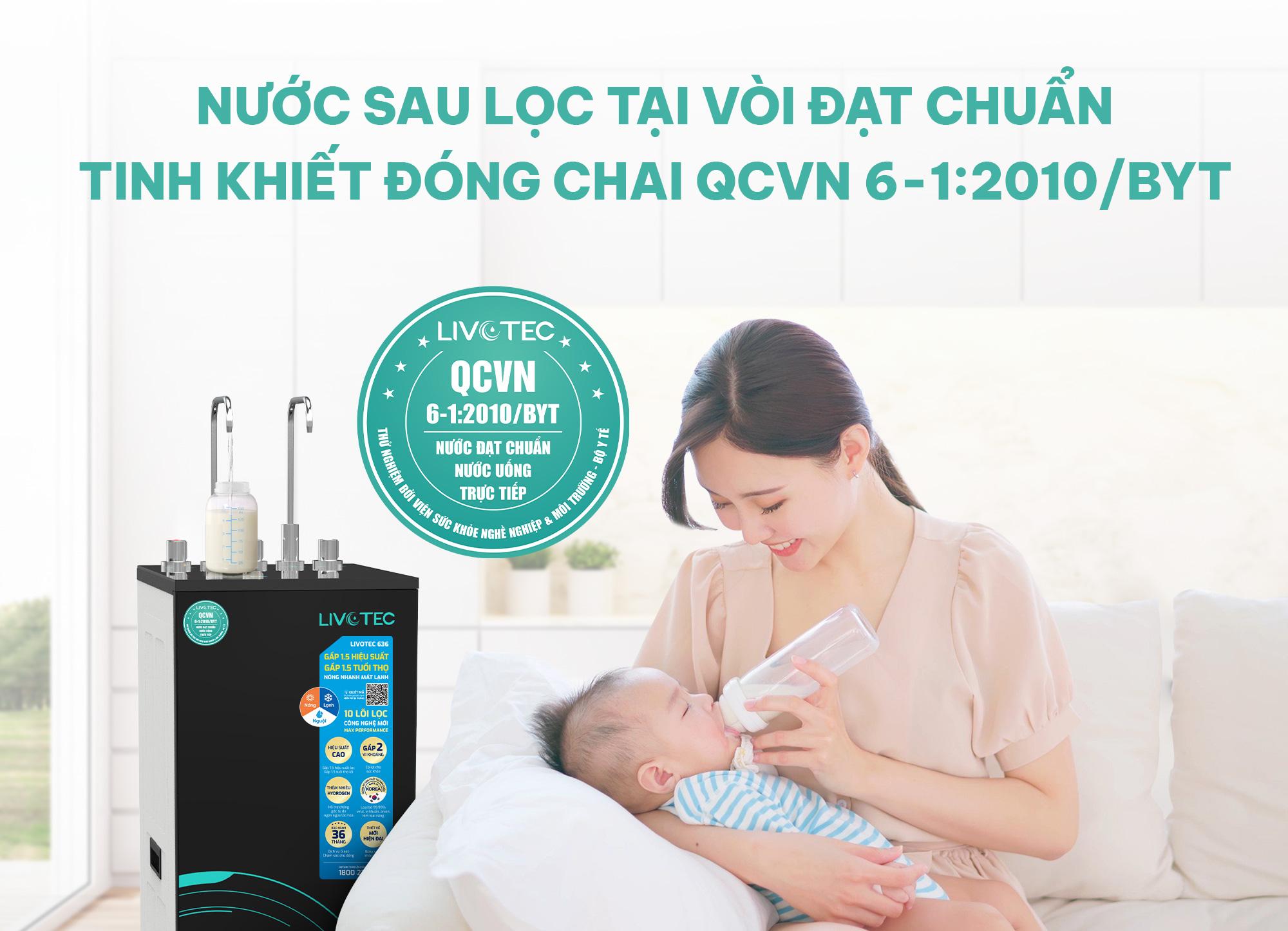 Nước đầu ra đạt chuẩn QCVN 6-1:2010/BYT, uống trực tiếp không cần đun sôi