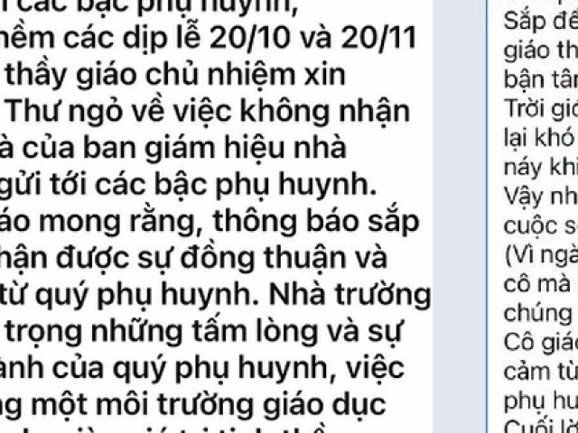 Phụ huynh cảm động khi nhận tin nhắn không nhận quà 20/10, 20/11 của thầy cô giáo