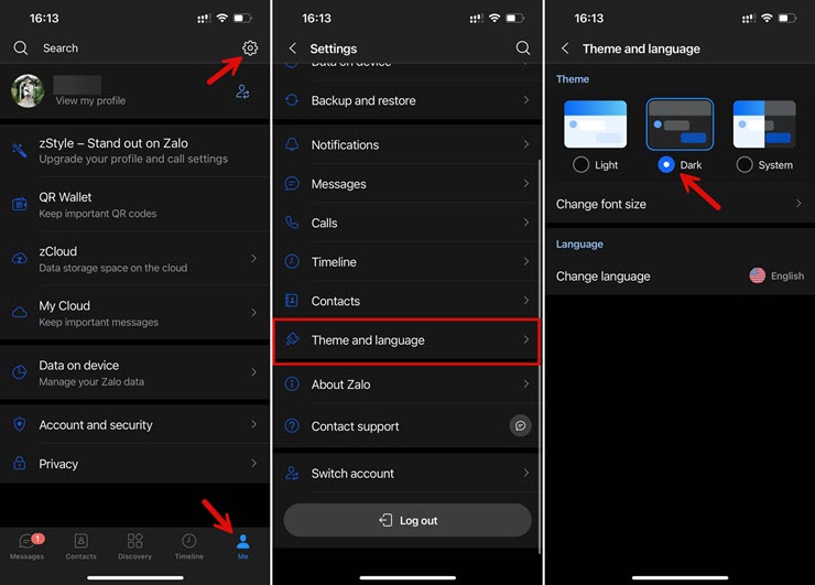 Chế độ nền tối (Dark Mode) giúp dịu mắt hơn khi sử dụng.