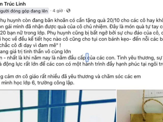 Phụ huynh bất ngờ món quà cô giáo tặng con gái nhân ngày 20-10