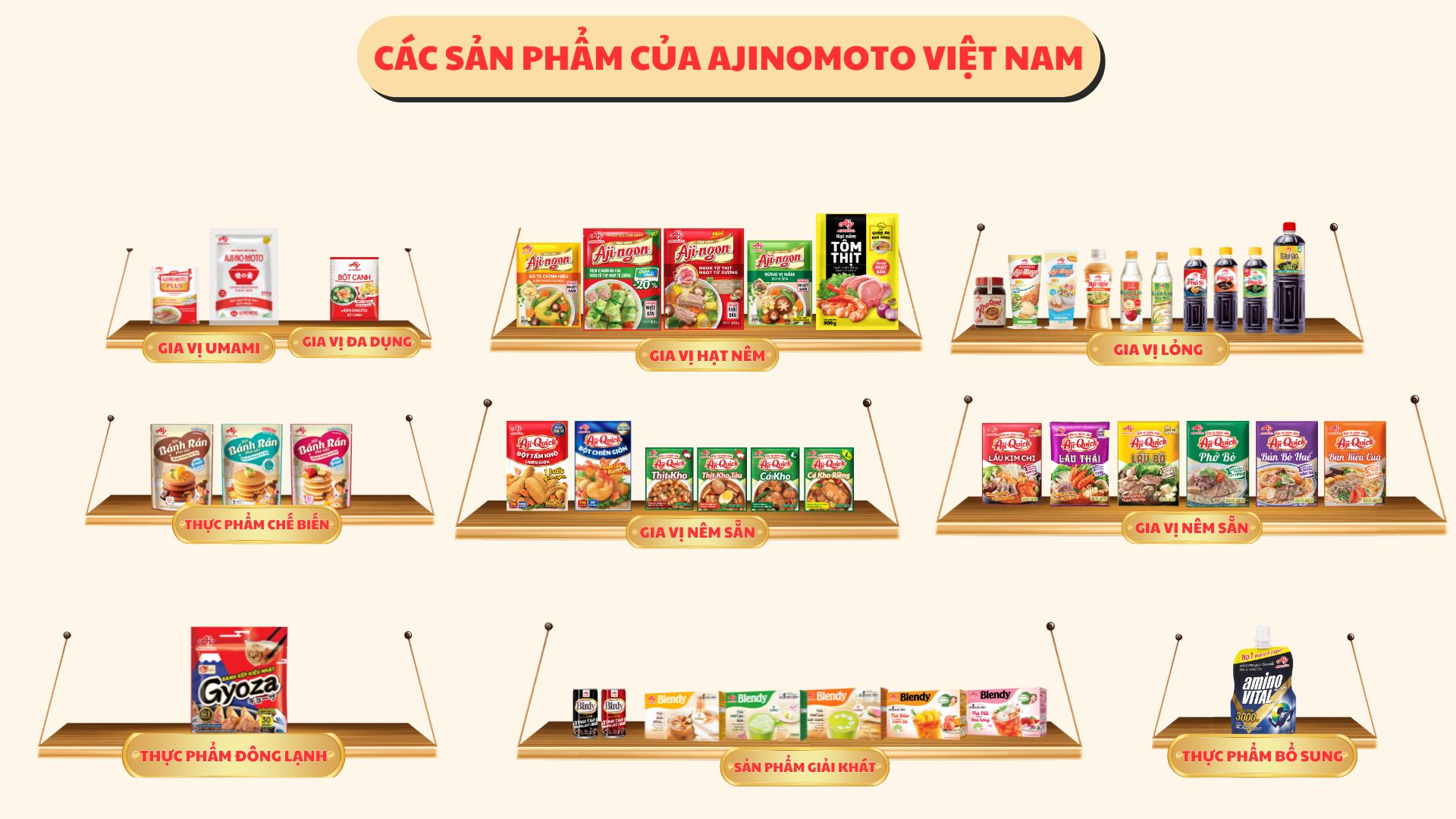 Ajinomoto Việt Nam hiện đang cung cấp hơn 40 sản phẩm gia vị và thực phẩm đa dạng, chất lượng cho người tiêu dùng Việt.