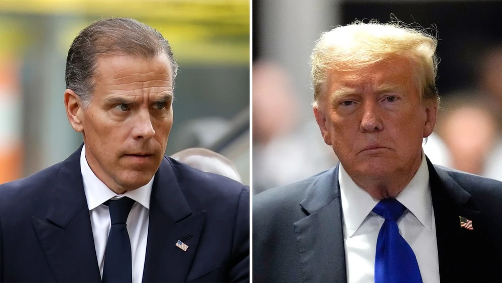 Ông Hunter Biden (trái) và cựu Tổng thống Mỹ Donald Trump. Ảnh: CNN