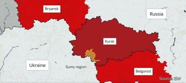 Bản đồ biên giới Nga - Ukraine. (Đồ họa: ISW)