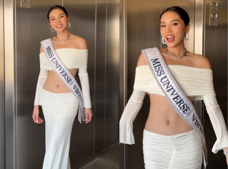 Trong ngày thứ 2 tại Miss Universe 2024, Nguyễn Cao Kỳ Duyên - gây ấn tượng khi xuất hiện trong chiếc váy crop-top trắng trễ vai, khéo léo khoe vòng eo quyến rũ và phong thái tự tin.