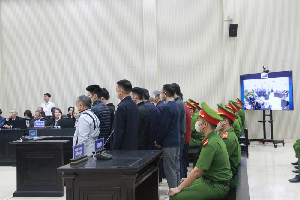 Các bị cáo tại phiên tòa. Ảnh: CTV