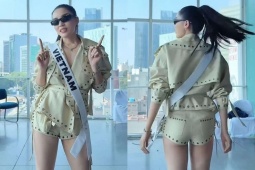 Thời trang - Kỳ Duyên gây bàn tán khi mặc quần bó chẽn ở Miss Universe