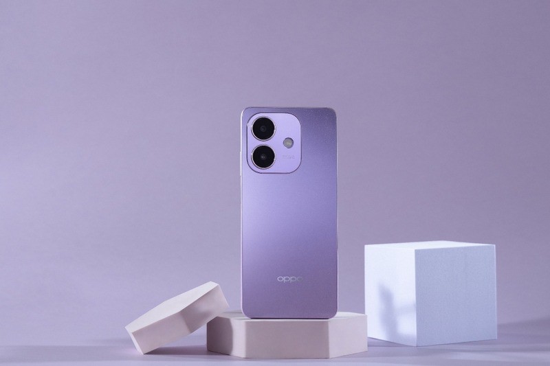 Oppo A3 với màu tím mang lại vẻ thanh lịch.