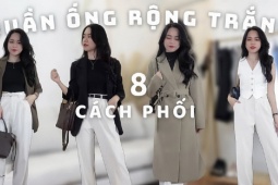 8 cách mix quần trắng cạp cao