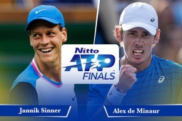 Thể thao - Video tennis Sinner - De Minaur: 84 phút tốc hành, đẳng cấp số 1 (ATP Finals)