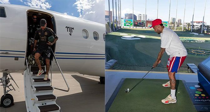 Neymar viaja em avião particular e joga golfe durante a recuperação. Foto: InstagramNeymar