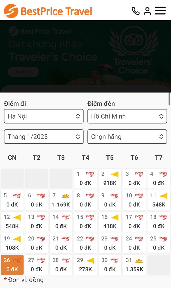 Vô vàn vé máy bay 0 đồng tại BestPrice Travel