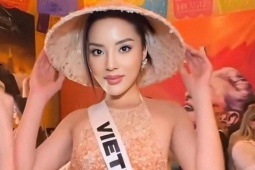 Thời trang - Hoa hậu Kỳ Duyên gây sốt khi mặc áo dài, đội nón lá ở Miss Universe