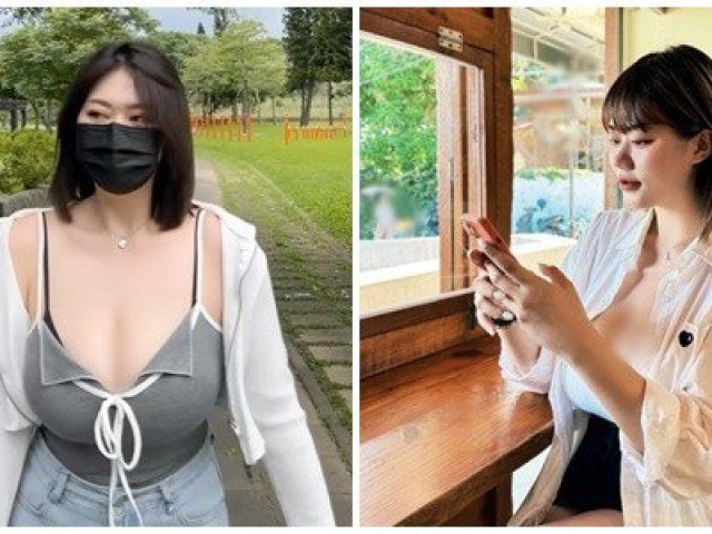 Hot girl siêu vòng một mặc hở bạo ở công viên, quán cafe