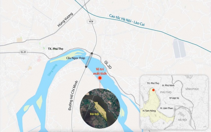 Khu vực nạn nhân mất tích. Đồ họa: Đăng Hiếu