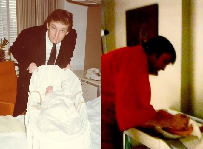 Khi mới có con đầu lòng, Trump còn tự
thay tã cho con.