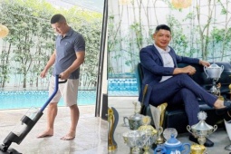 Vợ đại gia của Bình Minh khoe cảnh chồng lau dọn nhà, để lộ "gia tài" siêu hoành tráng trong biệt thự
