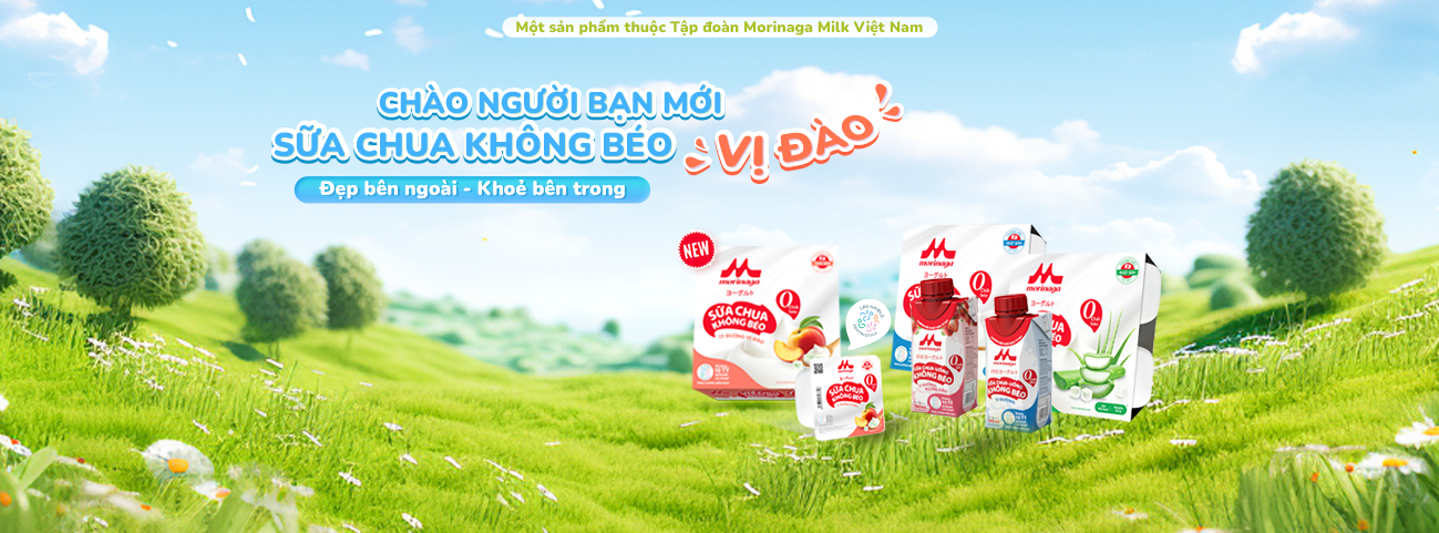 Sữa chua không béo Morinaga nha đam vị đào mới