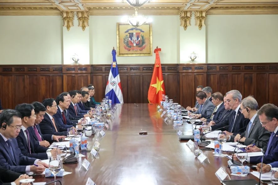 Thủ tướng Phạm Minh Chính hội đàm với Tổng thống Luis Abinader Corona - Ảnh: VGP