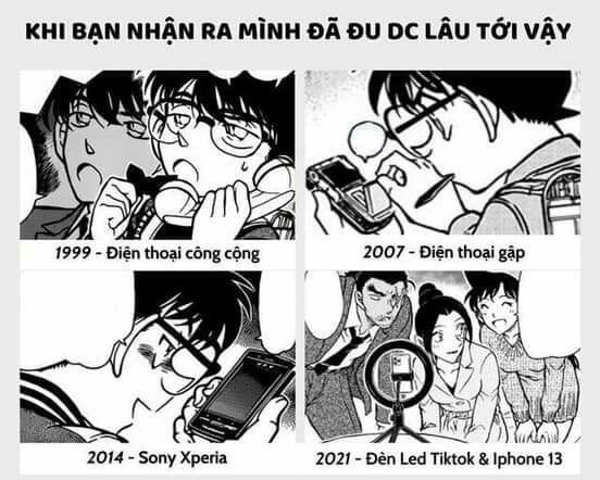 Nhân vật trong Conan đổi điện thoại "nhanh như chớp". Ảnh: Truyện Conan