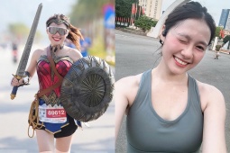 Hot girl Bảo Thoa diện đồ "Nữ thần chiến binh" chạy 42km, gây sốt giải marathon