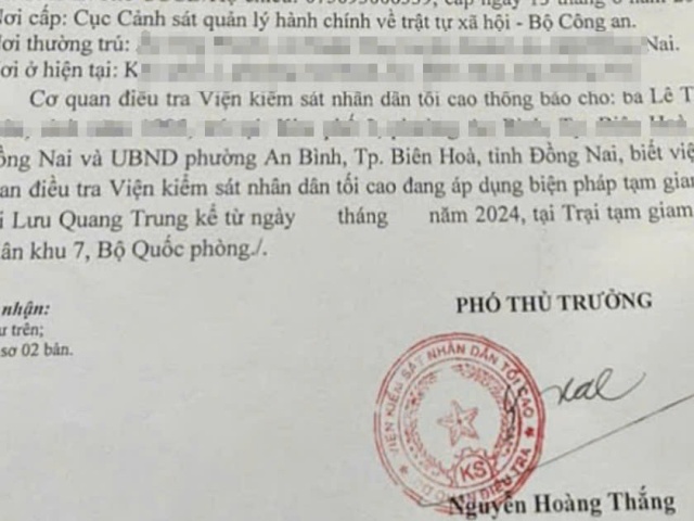 Vụ tử vong ở Công an huyện Long Thành: Bắt tạm giam cựu Trung uý Lưu Quang Trung