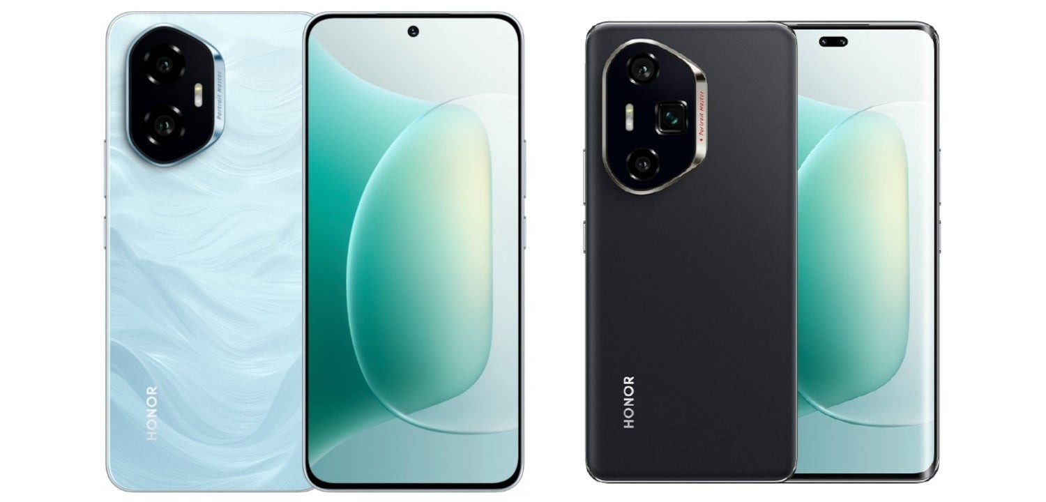 Honor 300 (màu xanh) so với Honor 300 Ultra (màu đen).