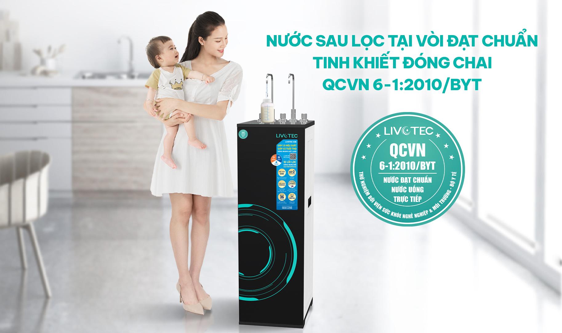 Nước sau lọc từ máy lọc nước Livotec an toàn để uống trực tiếp không cần đun sôi