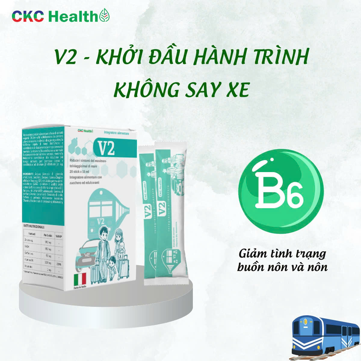 Uống V2 ngay trước chuyến đi để hành trình đường dài không mỏi mệt