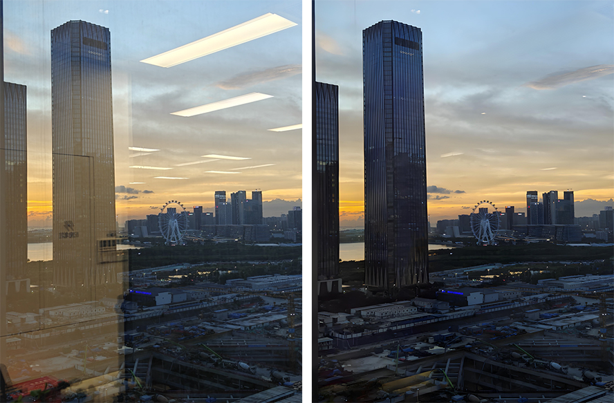 Hình ảnh trước và sau khi sử dụng tính năng Chống loá AI từ OPPO Find X8 Series