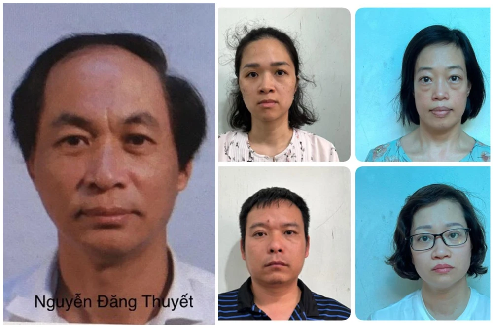 Bị can Nguyễn Đăng Thuyết và một số bị can khác. Ảnh: BCA