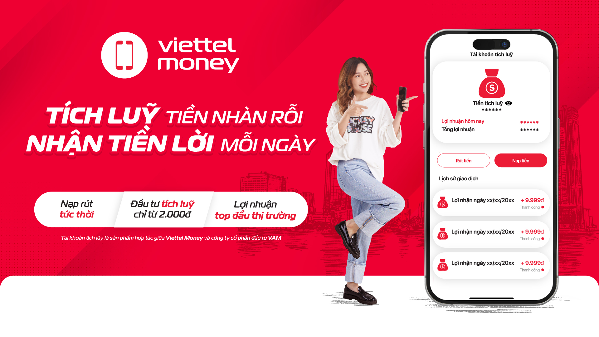 Tài khoản tích lũy Viettel Money là lãi suất hấp dẫn lên đến 6.5%.
