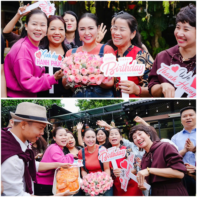 Bùi Thanh Hương và chị Trần Phương Duyên (mặc áo hồng) - người chị dịu dàng đi cùng năm tháng