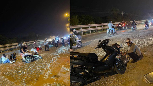 Đoạn đường trên Quốc lộ 1 đi qua Thắng Lợi, Thường Tín thi công không đảm bảo an toàn giao thông khiến nhiều người dân gặp tai nạn ngã xe.