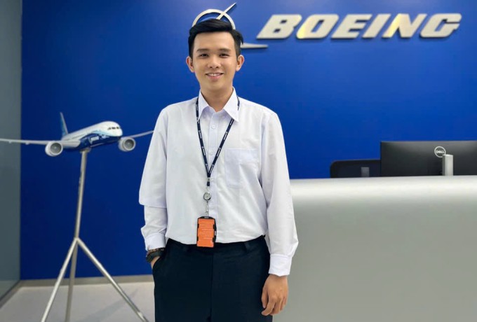 Triết khi thực tập tại Boeing ở Mỹ, năm 2023. Ảnh: Nhân vật cung cấp