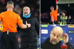 Bóng đá - Guardiola trút giận lên trọng tài đuổi Lewis và cuộc phỏng vấn kỳ lạ