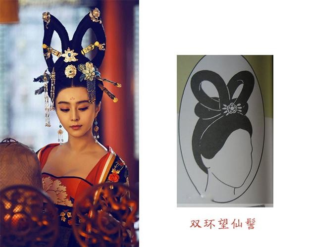 Kiểu tóc "ngước đầu nhìn tiên" thời Đường, từng được êkíp của Phạm Băng Băng áp dụng ở phim "Võ Mỵ Nương truyền kỳ". Ảnh: Sina