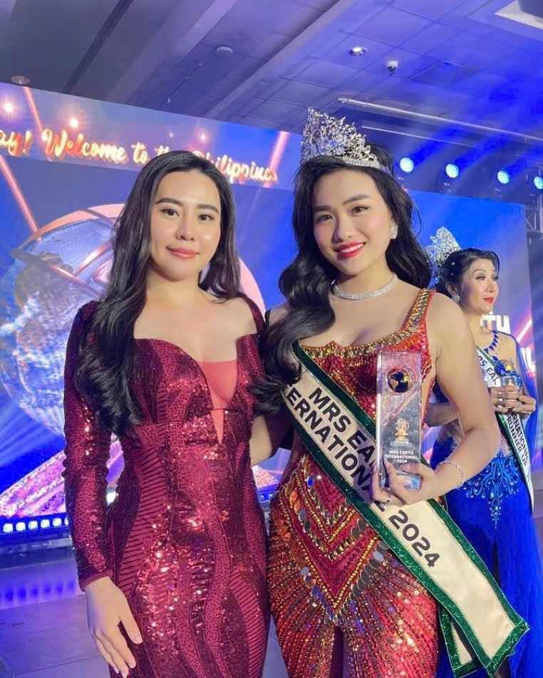 Hoa hậu Phan Kim Oanh đồng hành cùng Vũ Thị Hoa trong quá trình thi "Mrs Earth International 2024".