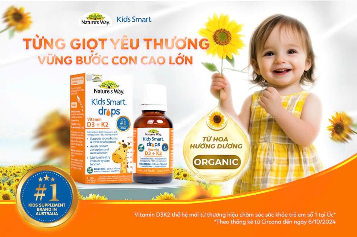Vitamin D3K2 Organic Nature’s Way sẽ là sự lựa chọn tốt của mẹ cho sự phát triển toàn diện của bé