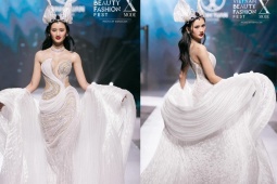 Không còn bị trang phục làm khó nhưng Hoa hậu Ý Nhi vẫn gặp sự cố khi catwalk