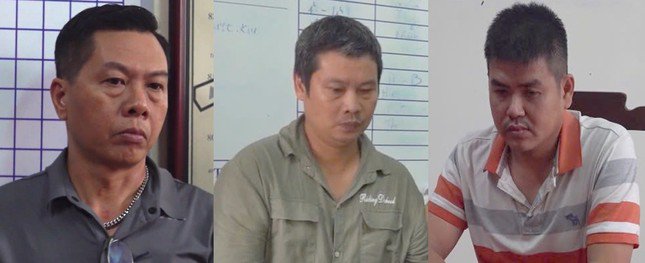 Từ trái qua, Nghĩa, Huấn và Quang. Ảnh: Công an cung cấp.