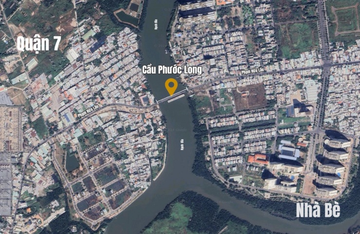 Vị trí cầu Phước Long nối quận 7 và Nhà Bè. Đồ họa: Hoàng Thanh