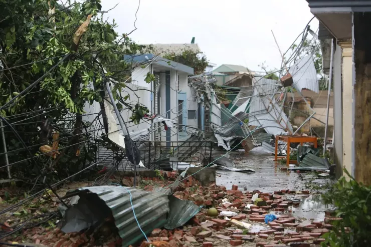 Ghi nhận của PLO sáng ngày 29-9, các thôn Vĩnh Gia 1, Phượng Mao, xã Hoằng Giang, tỉnh Thanh Hóa đổ nát, hoang tàn sau bão. Ảnh: ĐẶNG TRUNG