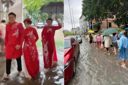Bạn trẻ - Cuộc sống - Chú rể Ninh Bình rước dâu giữa ngày Hà Nội ngập nặng, kể trải nghiệm nhớ đời
