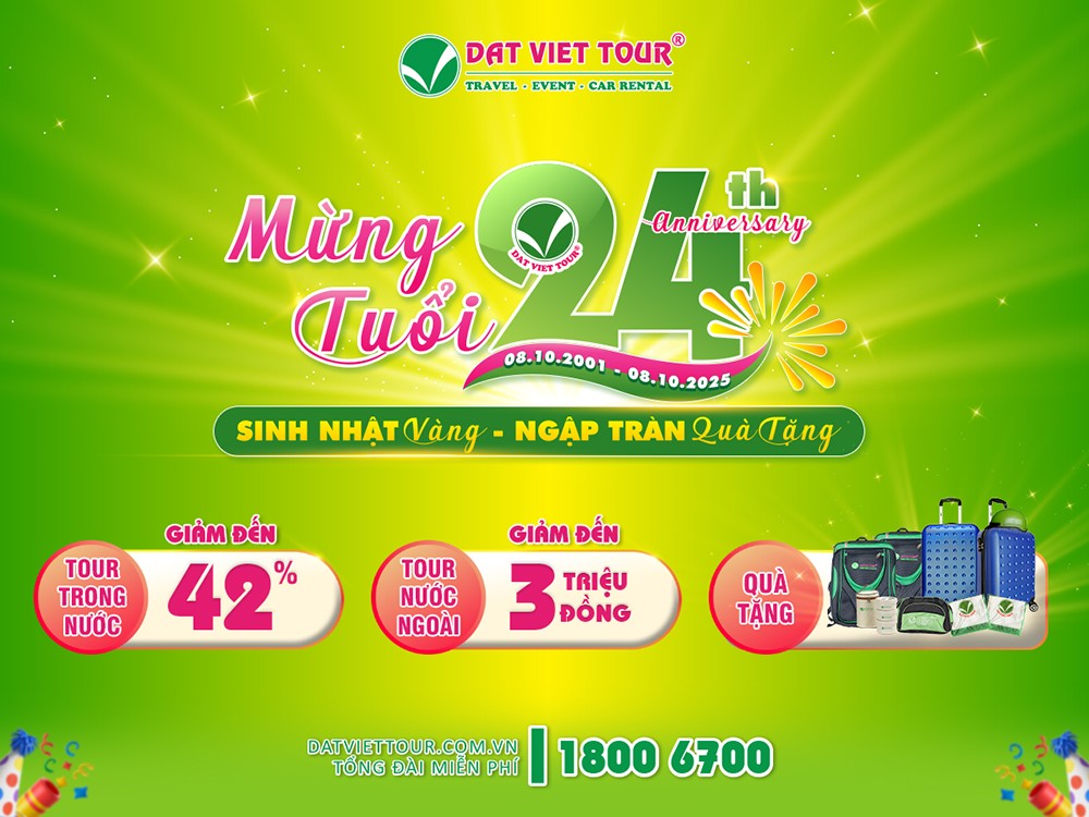 Khuyến mãi mừng sinh nhật Đất Việt Tour 24 tuổi